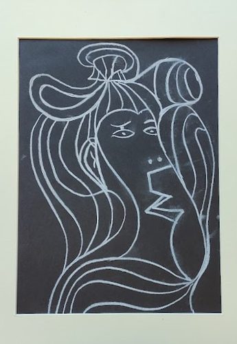 Keith, lady with bow in hair, chalk.